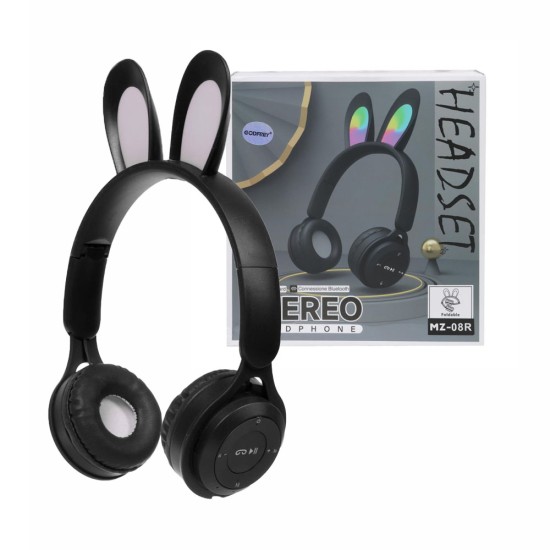Auscultadores Sem Fio Coelho Moxom MZ-08R com luz LED Preta Auscultadores Sem Fio Coelho Moxom MZ-08R com luz LED Preta